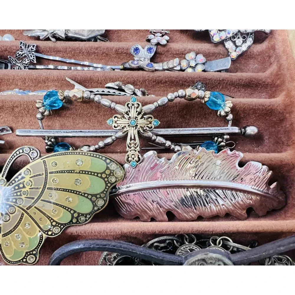 Vintage Silver & Gold Tone Hair Accessory Butterfly Clip, Pins Floral Combs 30pc